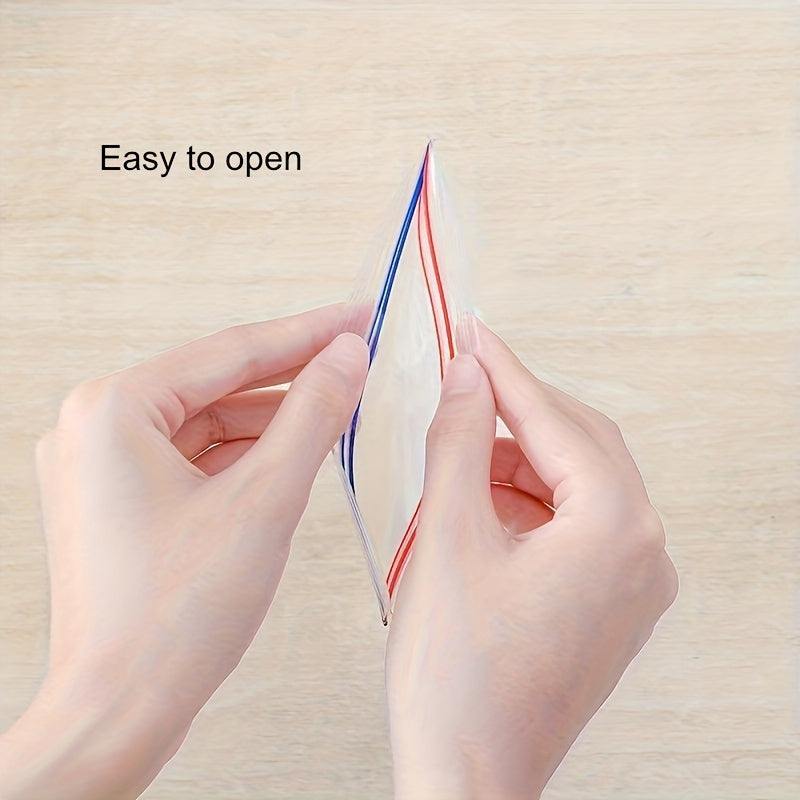 Bolsa selladora de plástico transparente con tiras de sellado doble para almacenamiento de alimentos