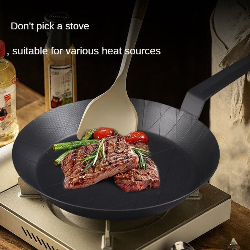 Karbon po'latdan yasalgan bifshteks qozoni Yapon uslubida yopishmaydigan quruq pan qovurish va pishirish uchun