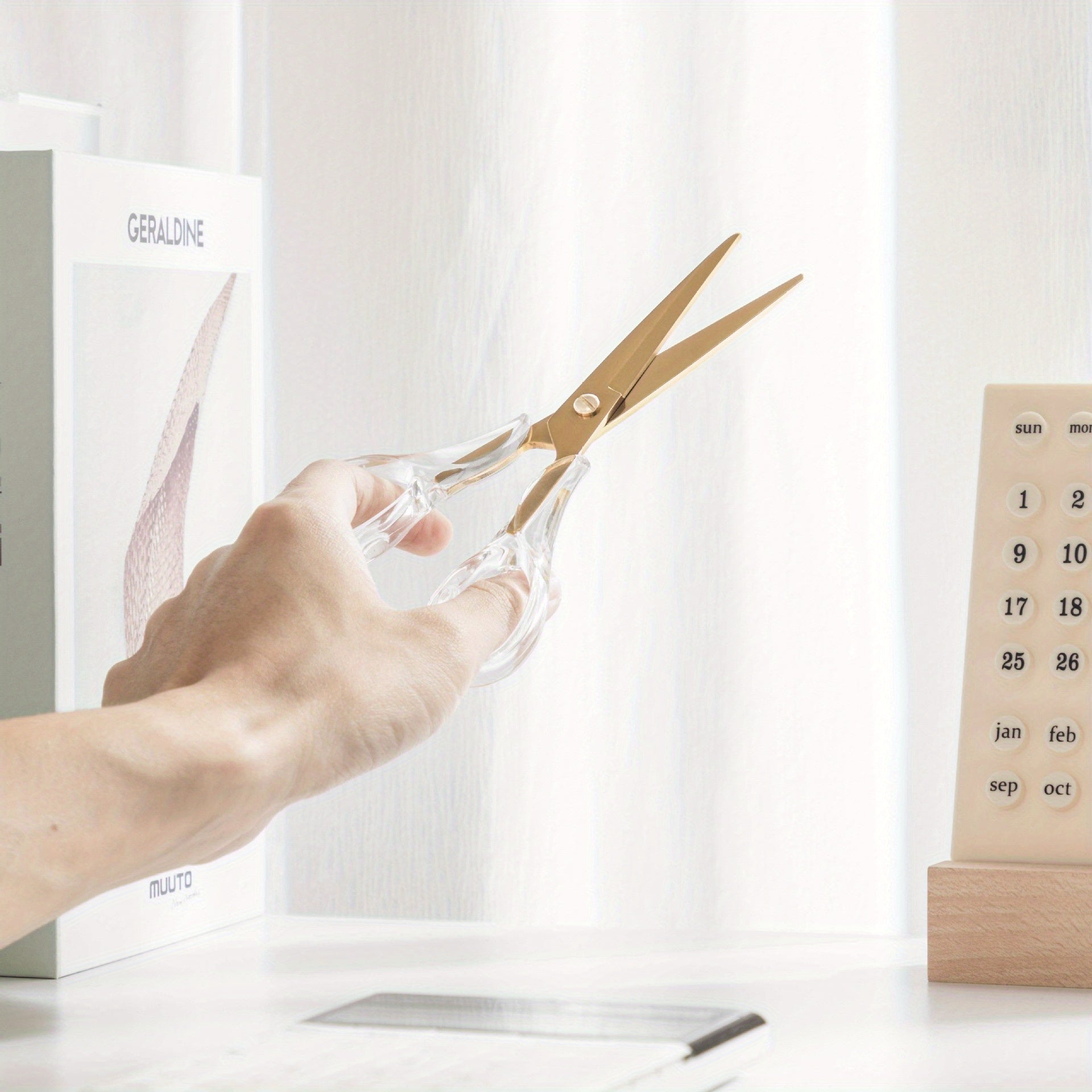 Transparent Acrylic Scissors with Stainless Steel Blades for Office and Precise Cutting