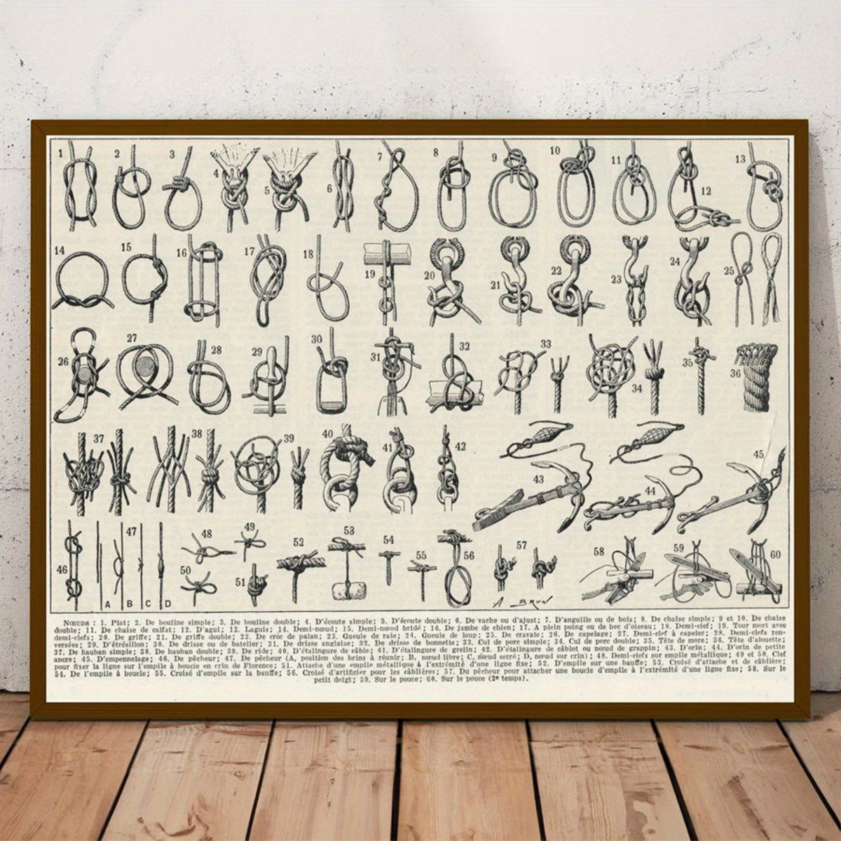 Unframed Canvas Wall Art Featuring Vintage Nautical Print with Sailor Knots for Bedroom Living Room Decor