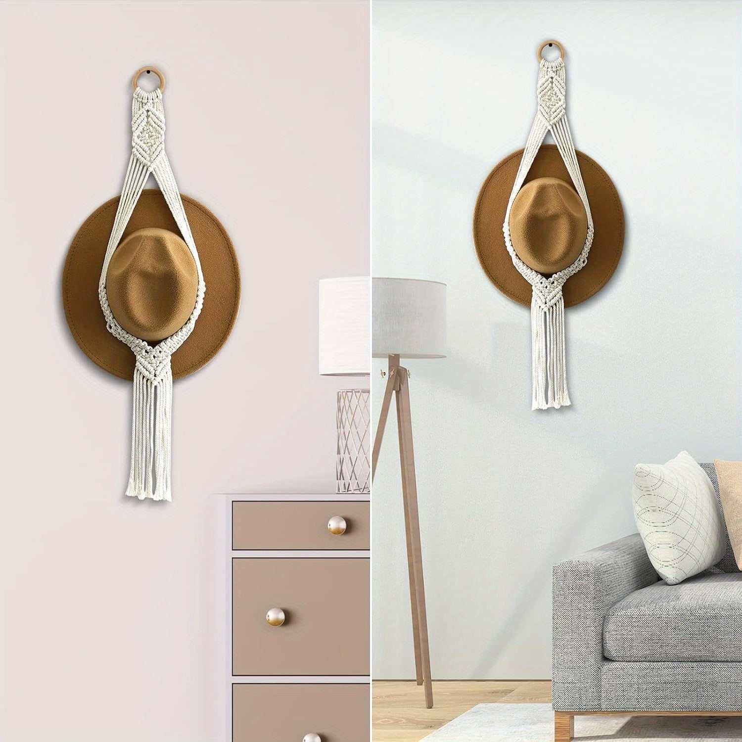 Boho Wall Hangers for Hats Cowboy Hat Rack Hat Organizer Wooden Decor
