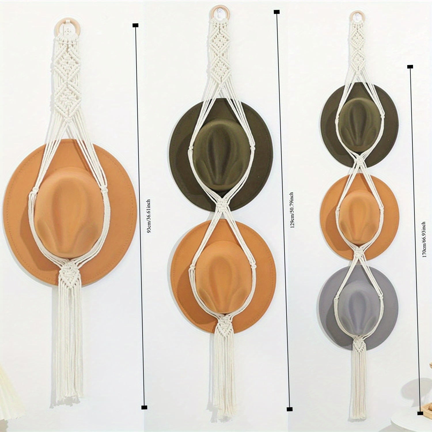 Boho Wall Hangers for Hats Cowboy Hat Rack Hat Organizer Wooden Decor