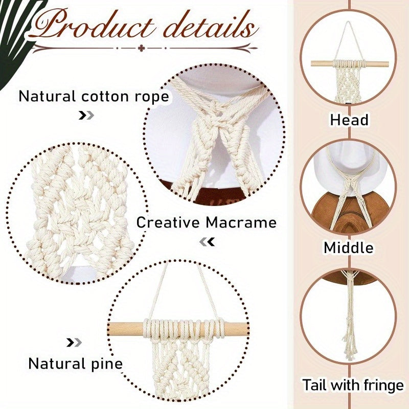 Boho Wall Hangers for Hats Cowboy Hat Rack Hat Organizer Wooden Decor