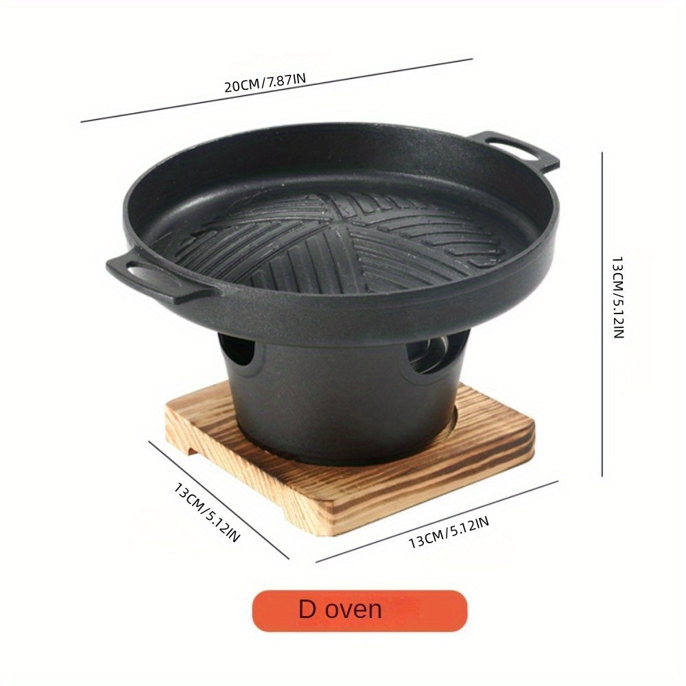 Bir kishi uchun Yapon uslubidagi barbekyu pechasi, uy ichidagi alkogol pechi va karbon plitasiga ega tashqi mini barbekyu pechasi bilan.