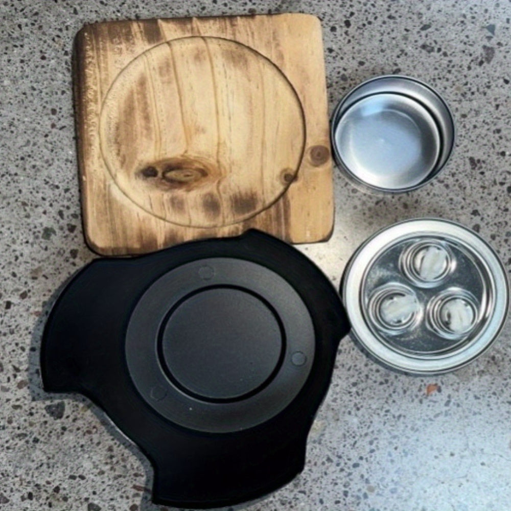 Bir kishi uchun Yapon uslubidagi barbekyu pechasi, uy ichidagi alkogol pechi va karbon plitasiga ega tashqi mini barbekyu pechasi bilan.