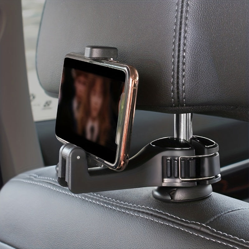 Car Phone Holder with Adjustable Mount and Rear Headrest Hook