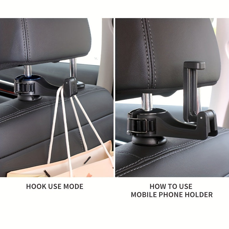 Car Phone Holder with Adjustable Mount and Rear Headrest Hook