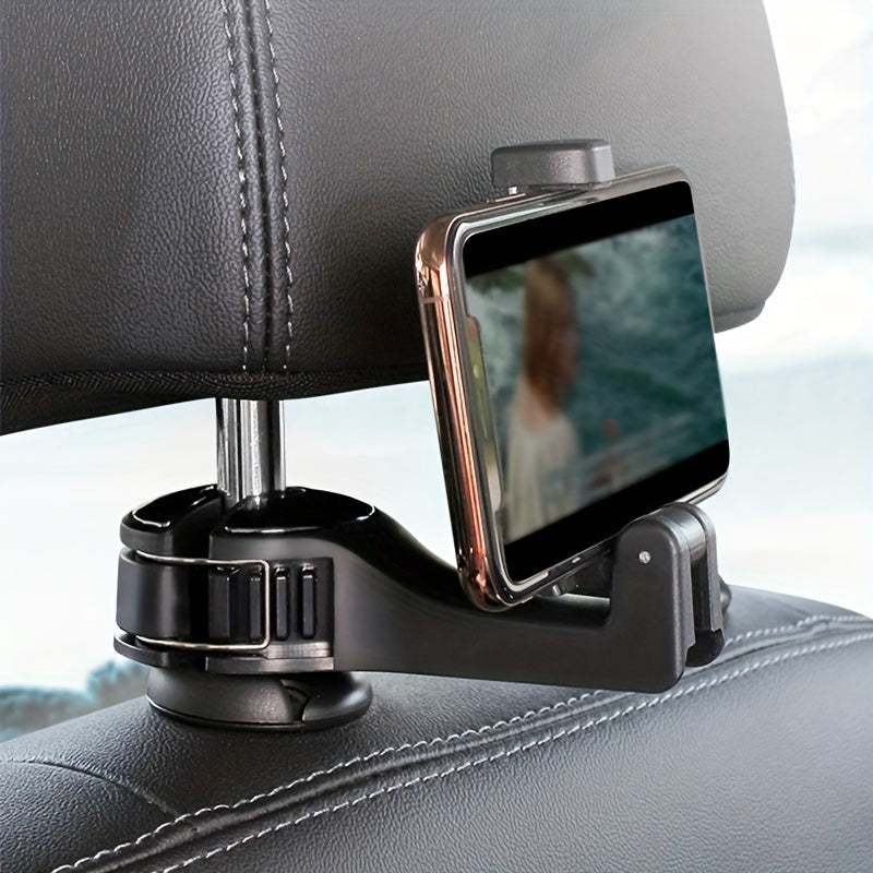 Car Phone Holder with Adjustable Mount and Rear Headrest Hook