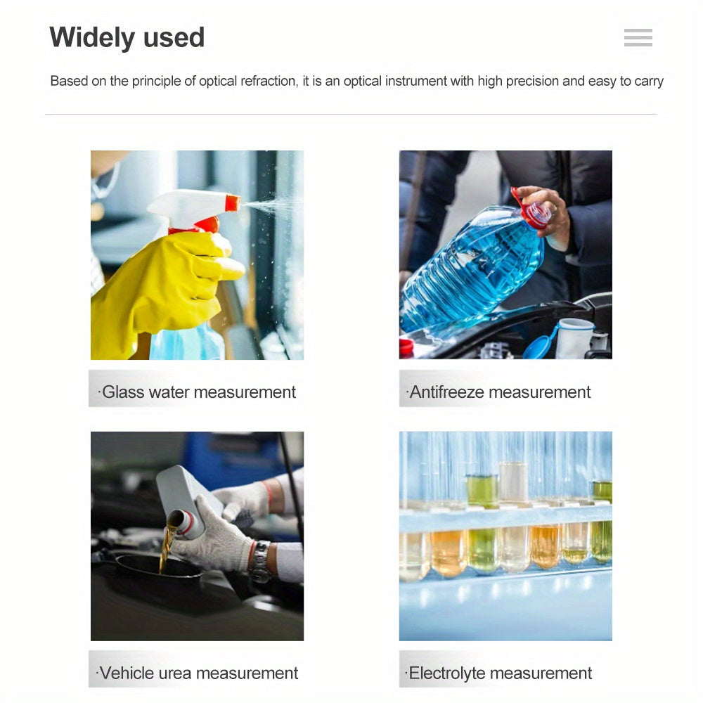 Avtomobil refraktometri 4-in-1 Sovutgich Dizel chiqindi suvi Batareya kislotalari