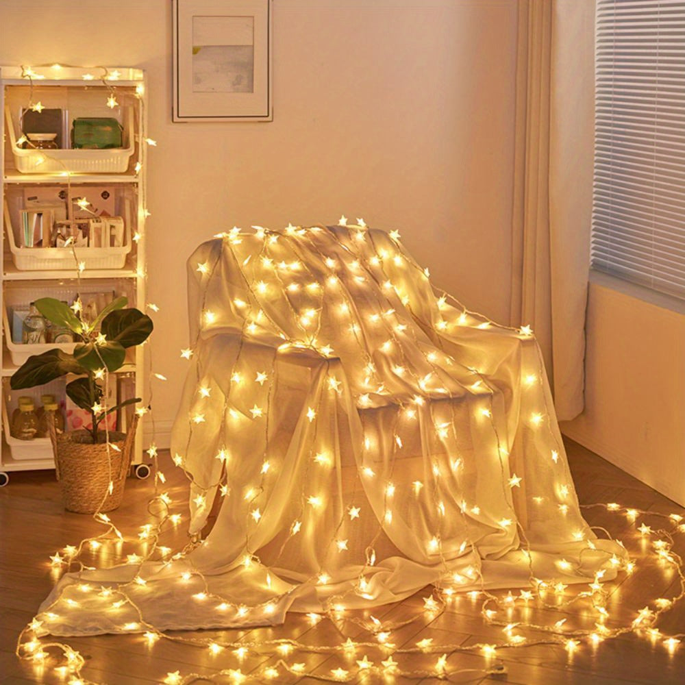 Battery-Operated Warm White LED String Lights for Indoor Decoration 10/20/40 Stars