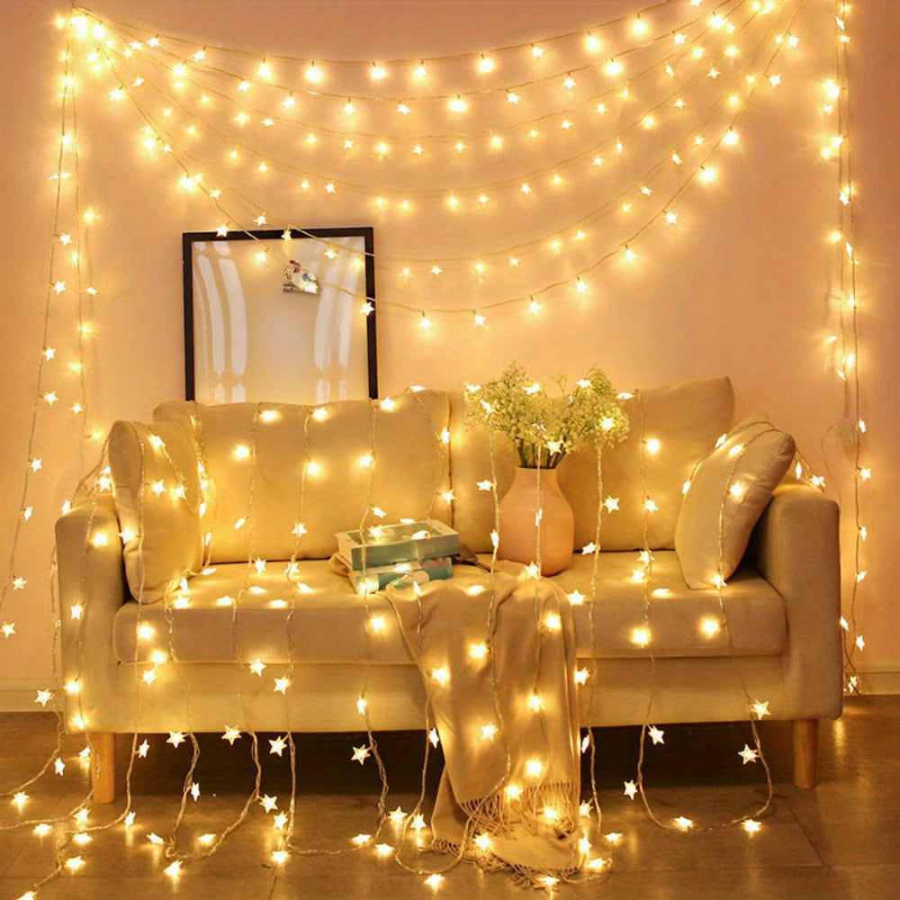 Battery-Operated Warm White LED String Lights for Indoor Decoration 10/20/40 Stars