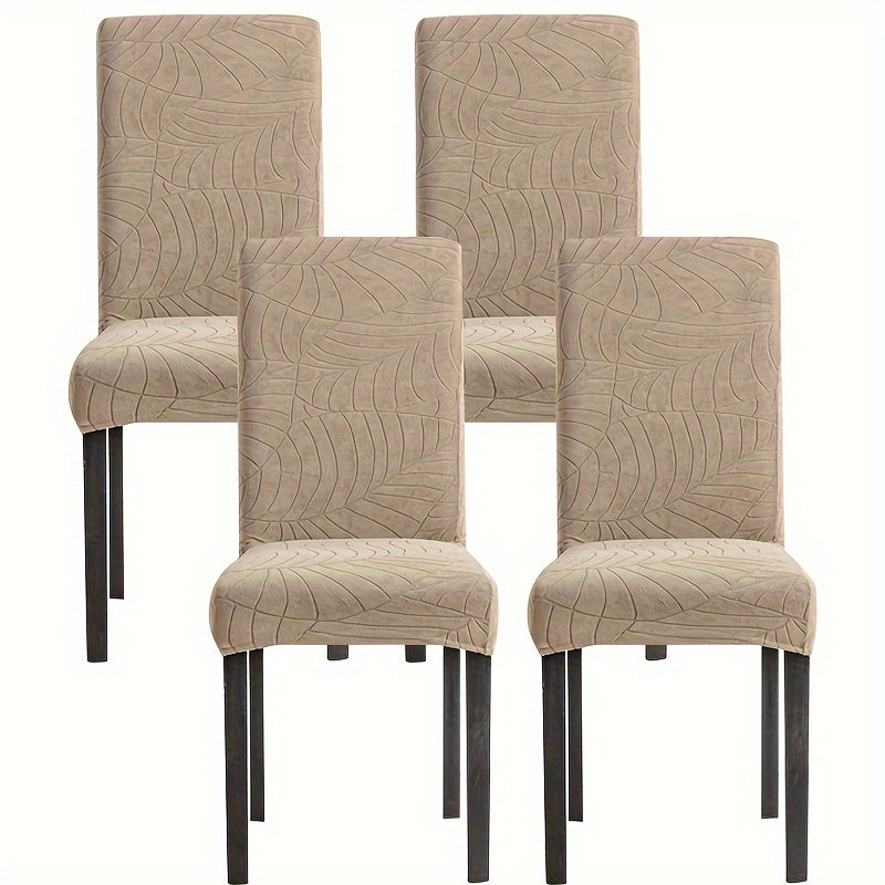 4/6pcs Anti-Splash Leaf Textured Washable Pet-Friendly Chair Covers for Home Decor