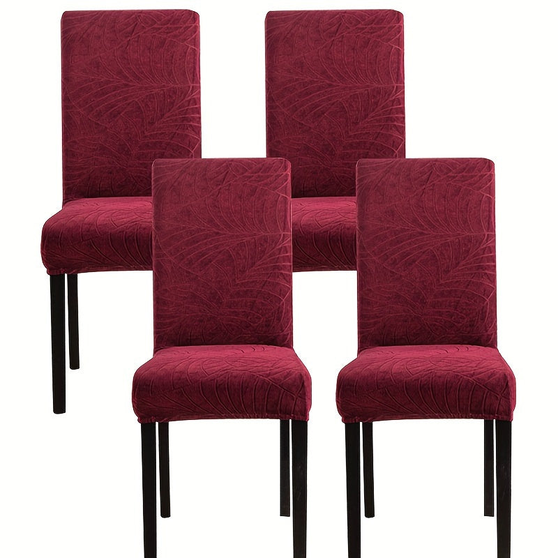 4/6pcs Anti-Splash Leaf Textured Washable Pet-Friendly Chair Covers for Home Decor