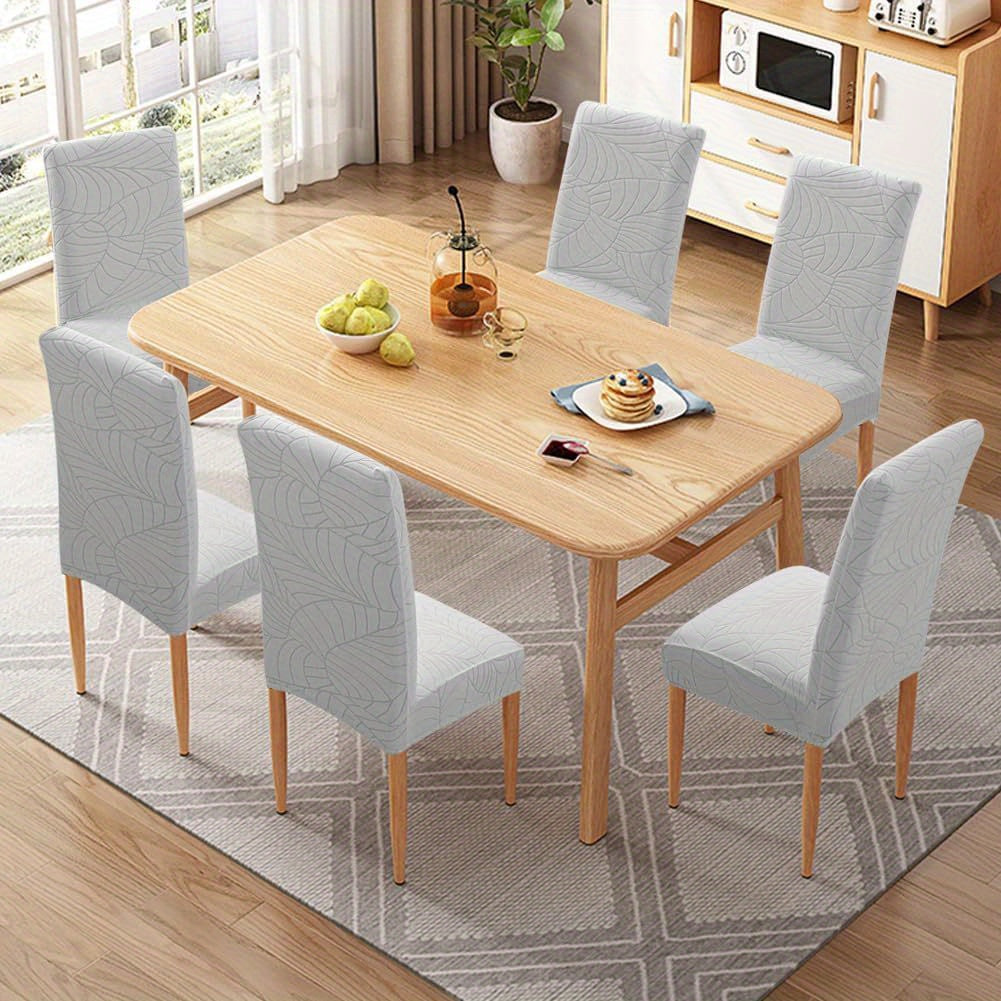 4/6pcs Anti-Splash Leaf Textured Washable Pet-Friendly Chair Covers for Home Decor