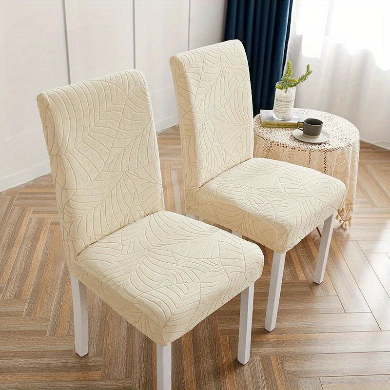 4/6pcs Anti-Splash Leaf Textured Washable Pet-Friendly Chair Covers for Home Decor