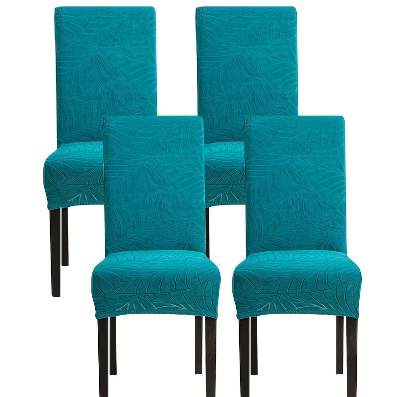 4/6pcs Anti-Splash Leaf Textured Washable Pet-Friendly Chair Covers for Home Decor