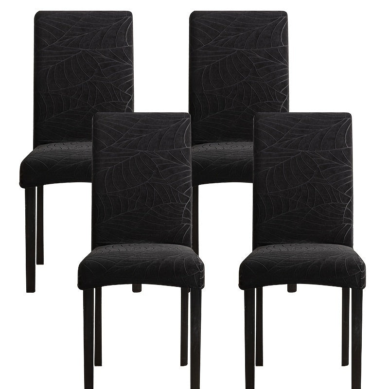 4/6pcs Anti-Splash Leaf Textured Washable Pet-Friendly Chair Covers for Home Decor