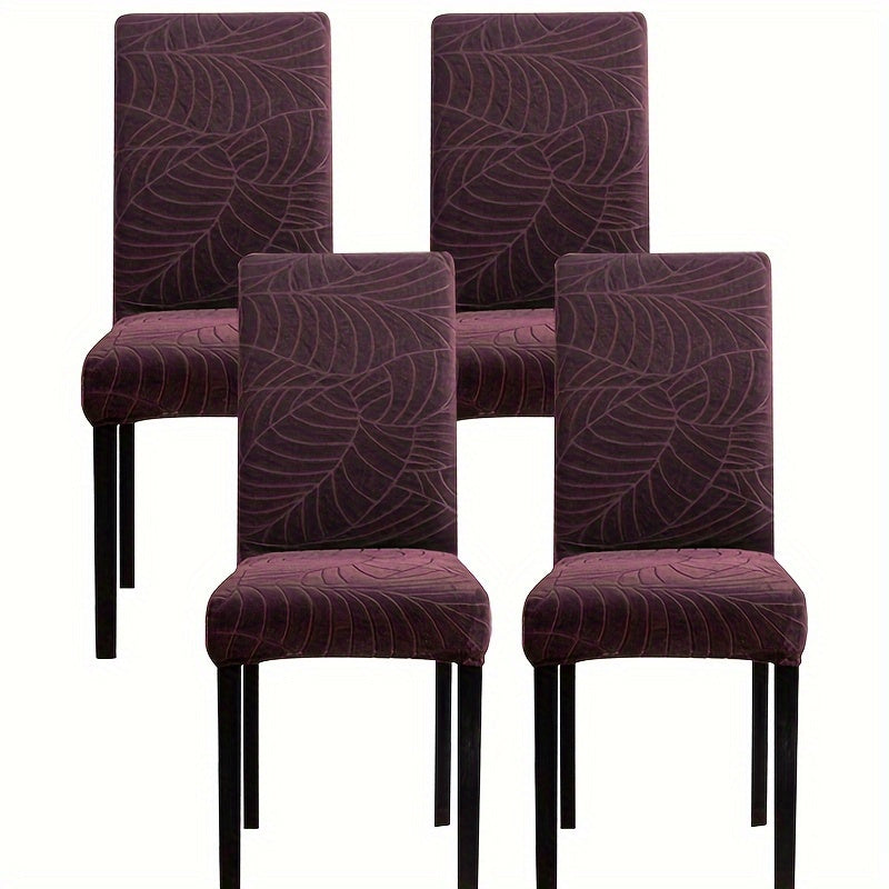 4/6pcs Anti-Splash Leaf Textured Washable Pet-Friendly Chair Covers for Home Decor