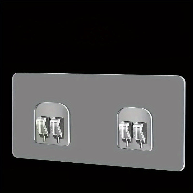10 Adhesive Wall Hook Brackets with Transparent Strong Wall Hooks for Seamless Hanging