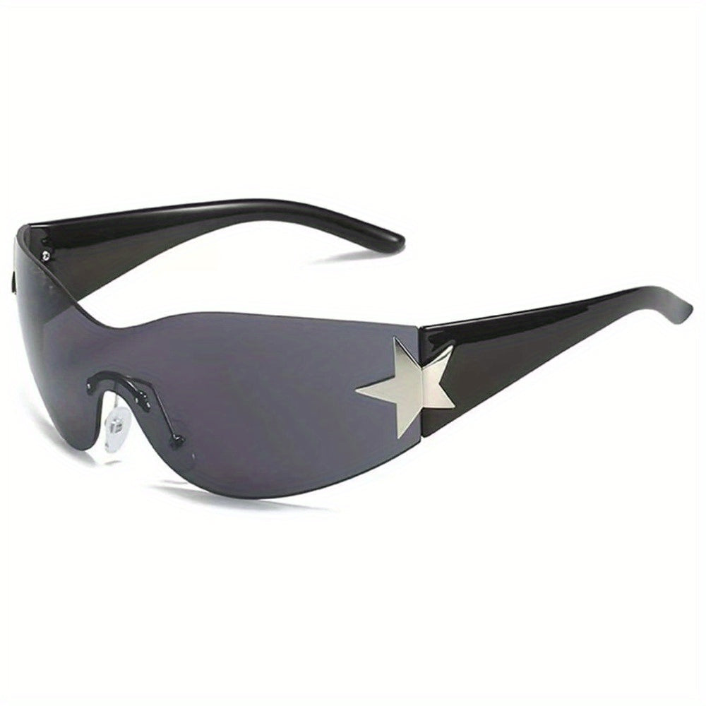 Gafas de sol sin montura para mujer con decoración de estrellas para ciclismo y fiestas en la playa
