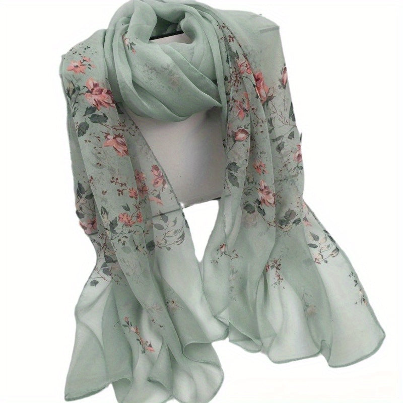 Floral Scarf for Women Lightweight Breathable Sun Protection Decorative Accessory