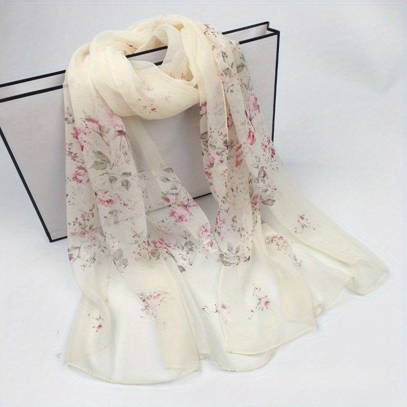 Floral Scarf for Women Lightweight Breathable Sun Protection Decorative Accessory