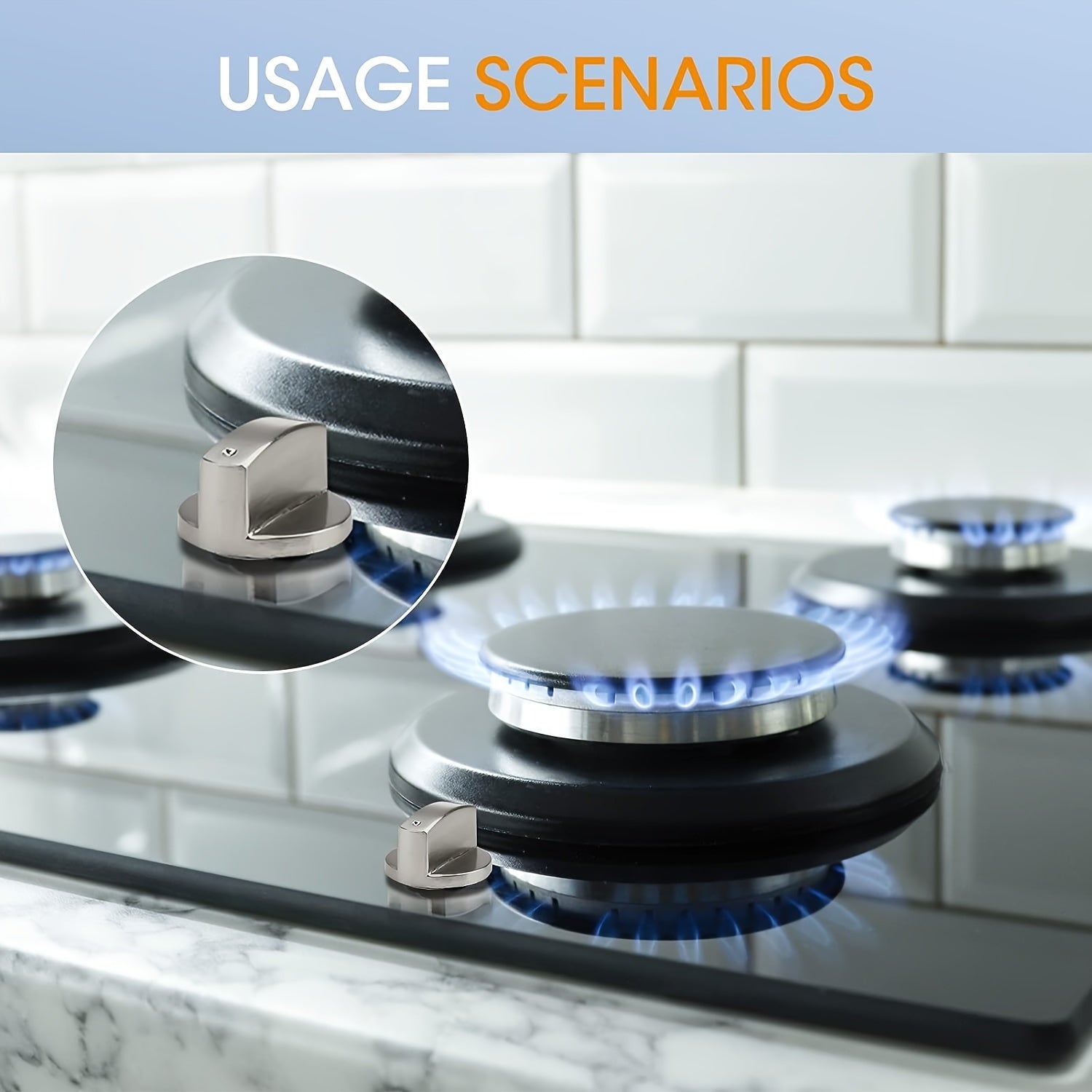 Cuatro perillas de gas de metal universal de 6 mm para cocinas de gas