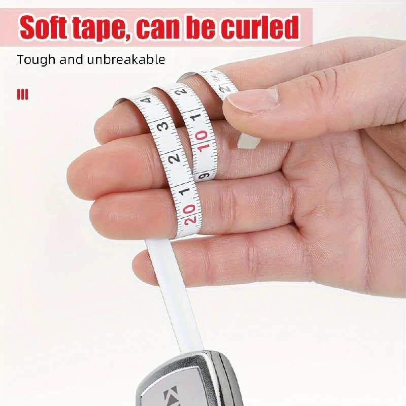 2m Retractable Keychain Tape Measure ABS Steel Belt Compact Measuring Tool Silver
