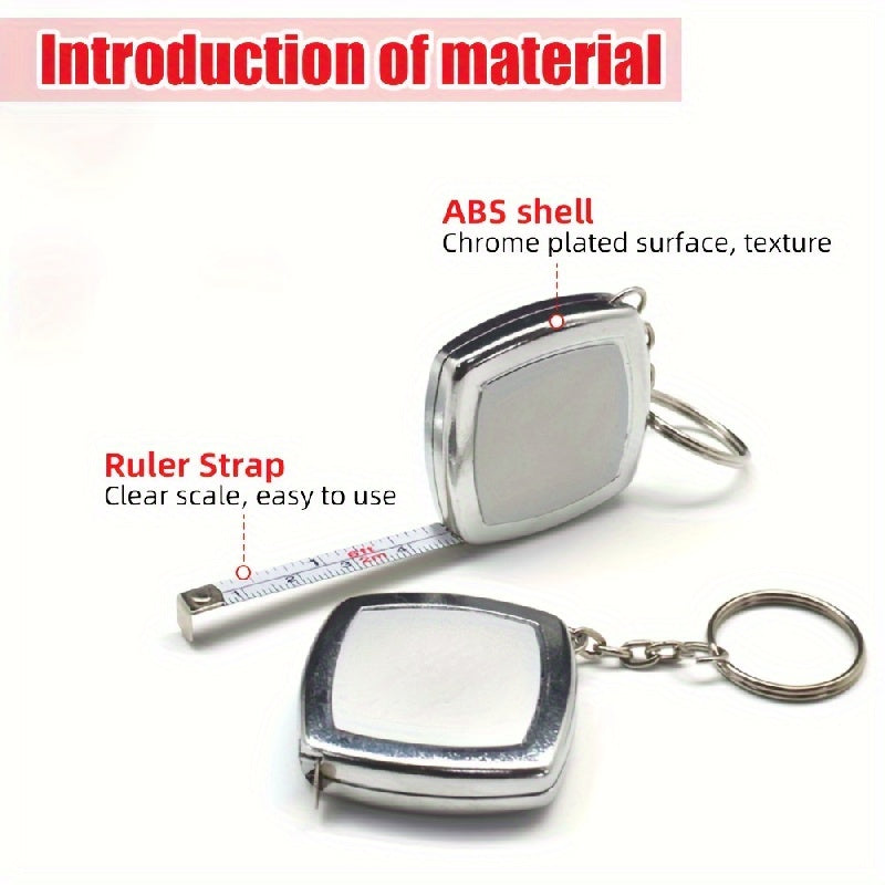 2m Retractable Keychain Tape Measure ABS Steel Belt Compact Measuring Tool Silver