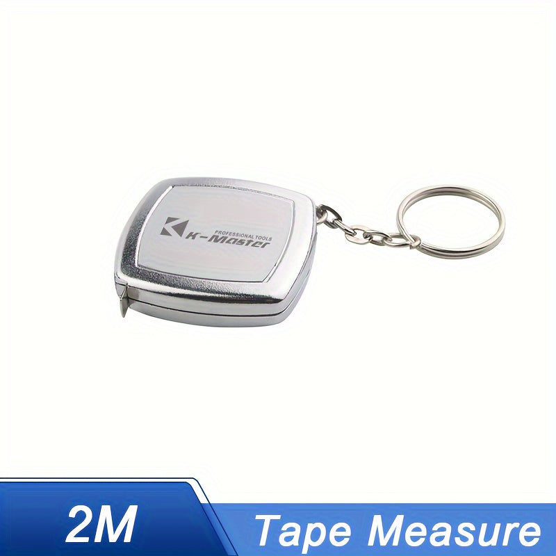 2m Retractable Keychain Tape Measure ABS Steel Belt Compact Measuring Tool Silver