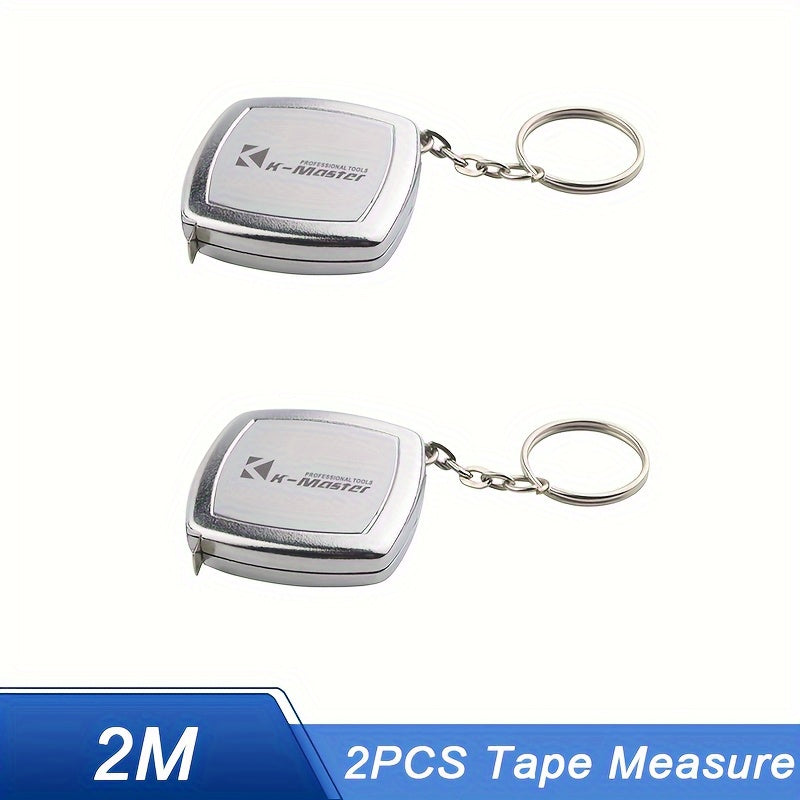 2m Retractable Keychain Tape Measure ABS Steel Belt Compact Measuring Tool Silver