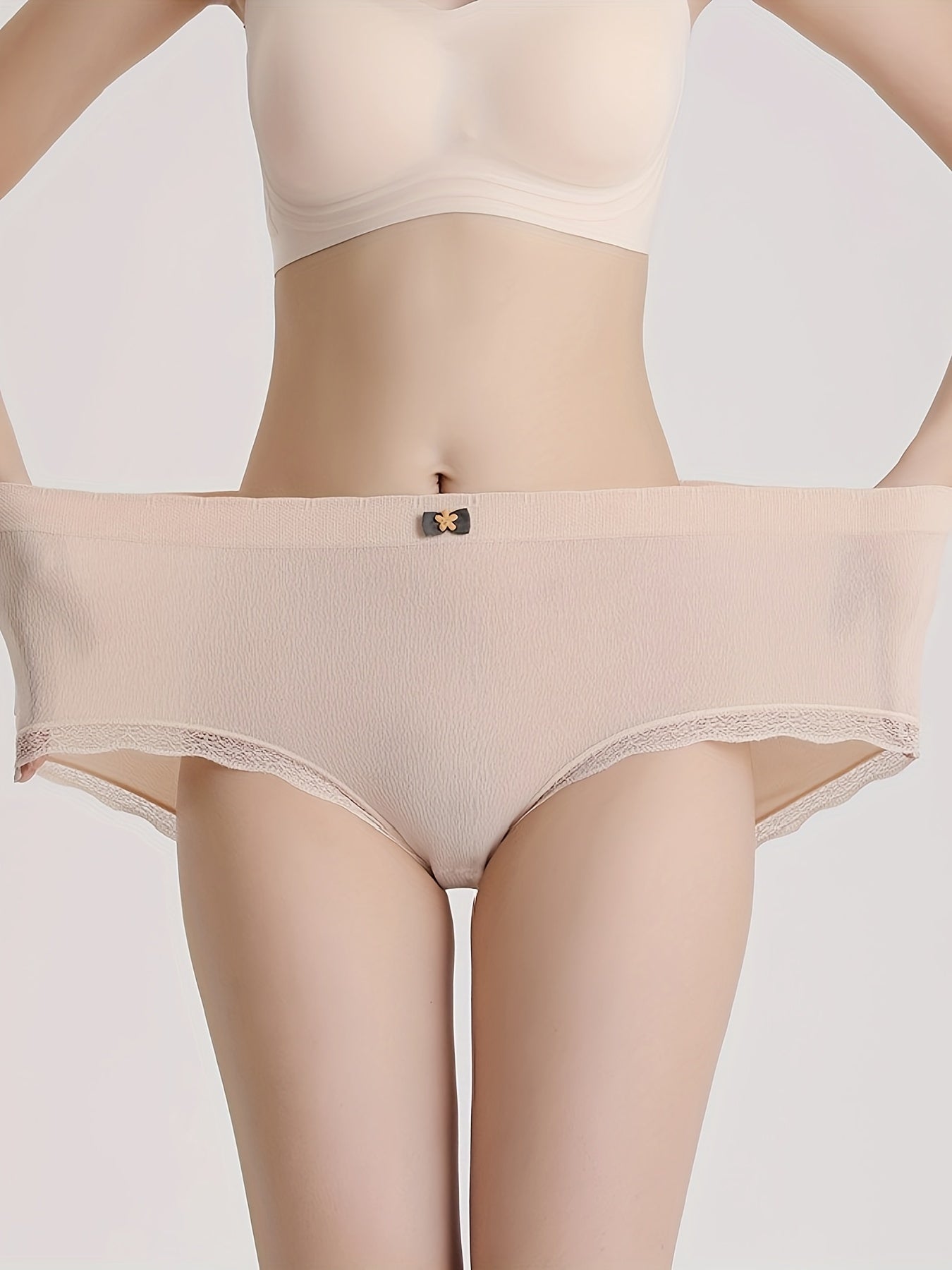 Women's High Waist Plus Size Briefs 8 Pack Polyester Solid Color Stretchy Knit