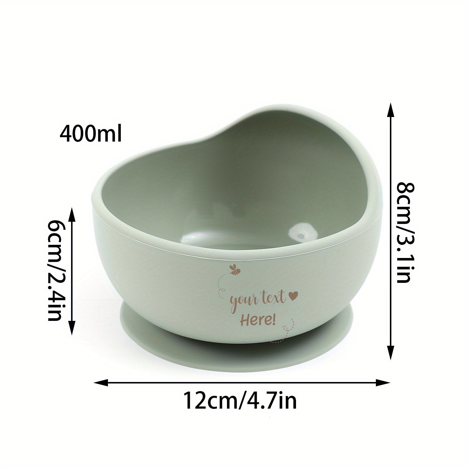 Baby Bowl and Spoon Set with Suction Cup, BPA-Free Silicone, Wooden Handle