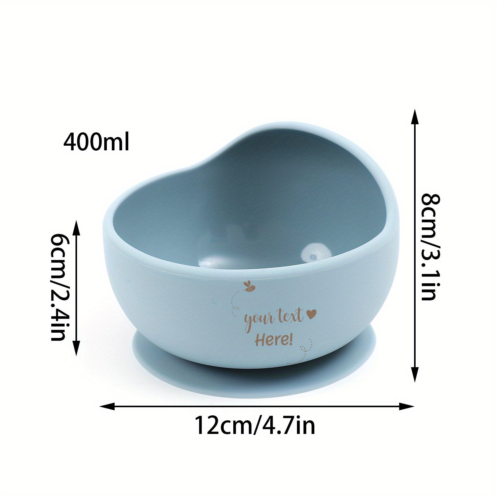 Baby Bowl and Spoon Set with Suction Cup, BPA-Free Silicone, Wooden Handle