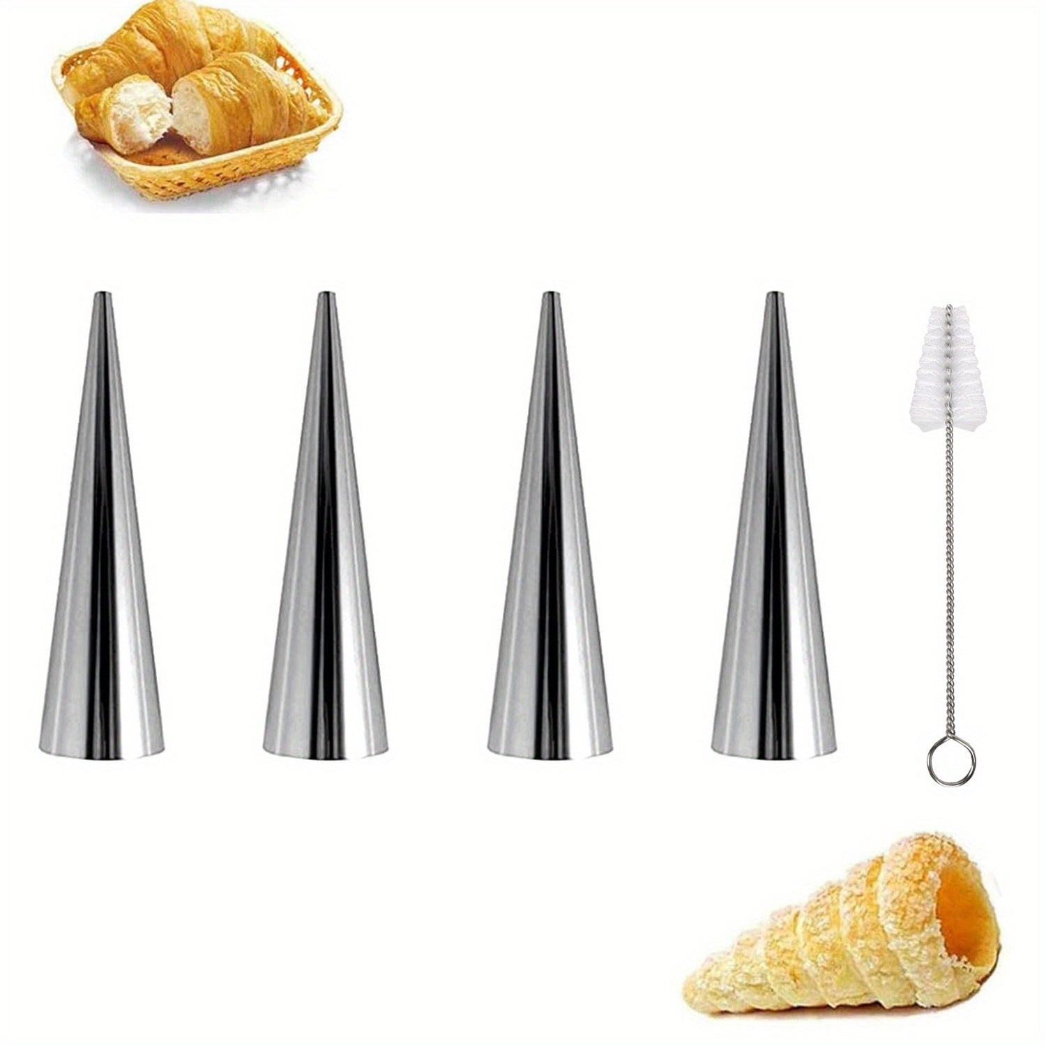 Set of 5 9 14 or 18 Stainless Steel Conical Danish Spiral Tubes