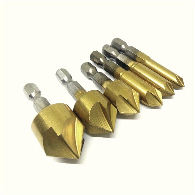 6 Pieces Woodworking Chamfering Drill Bit Set 6–19mm HSS Countersink Tools