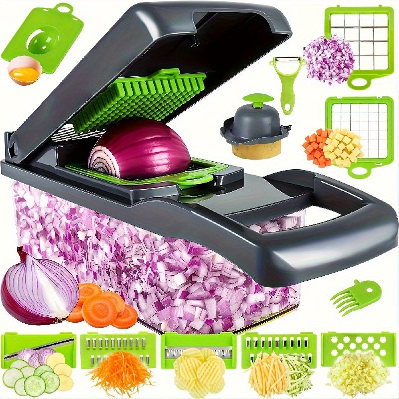 Vegetable Chopper with Interchangeable Blades and Fruit Slicer Kitchen Gadget