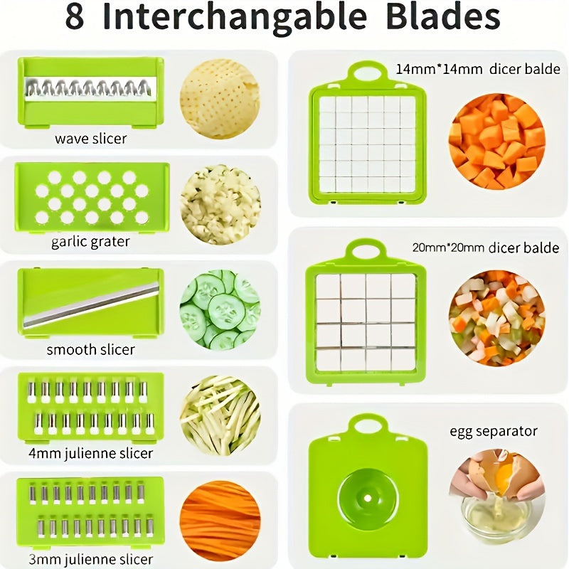 Vegetable Chopper with Interchangeable Blades and Fruit Slicer Kitchen Gadget