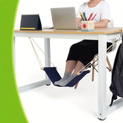 Linen Under-Desk Footrest Hammock Adjustable Support for Office Home Garden Camping Black Orange