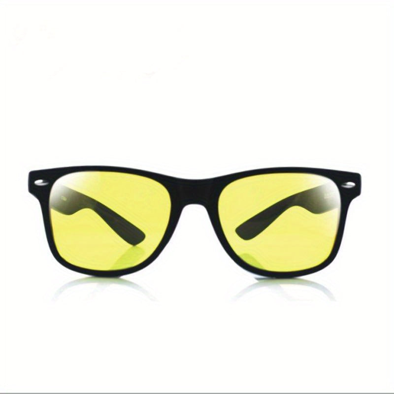 Yellow Lens Night Vision Glasses for Men and Women Driving Rectangle Mirrored Plastic