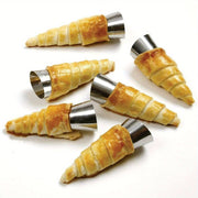 Cream Horn Stainless Steel Mold Set with 9 Conical Tubes and Brush