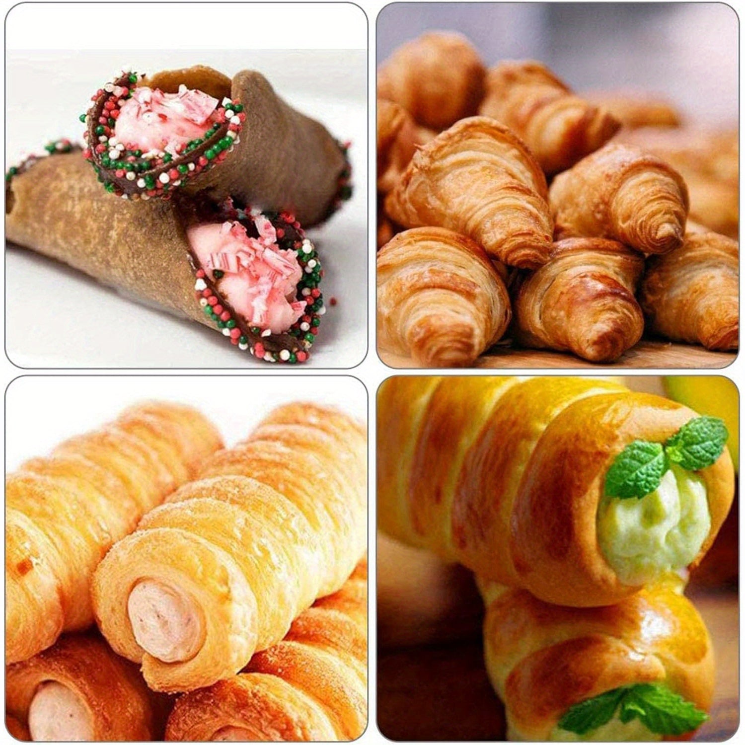 Krem Horni uchun zanglamaydigan po'latdan yasalgan qoliplar to'plami, 9 ta konus shaklidagi quvurlar va cho'tka bilan