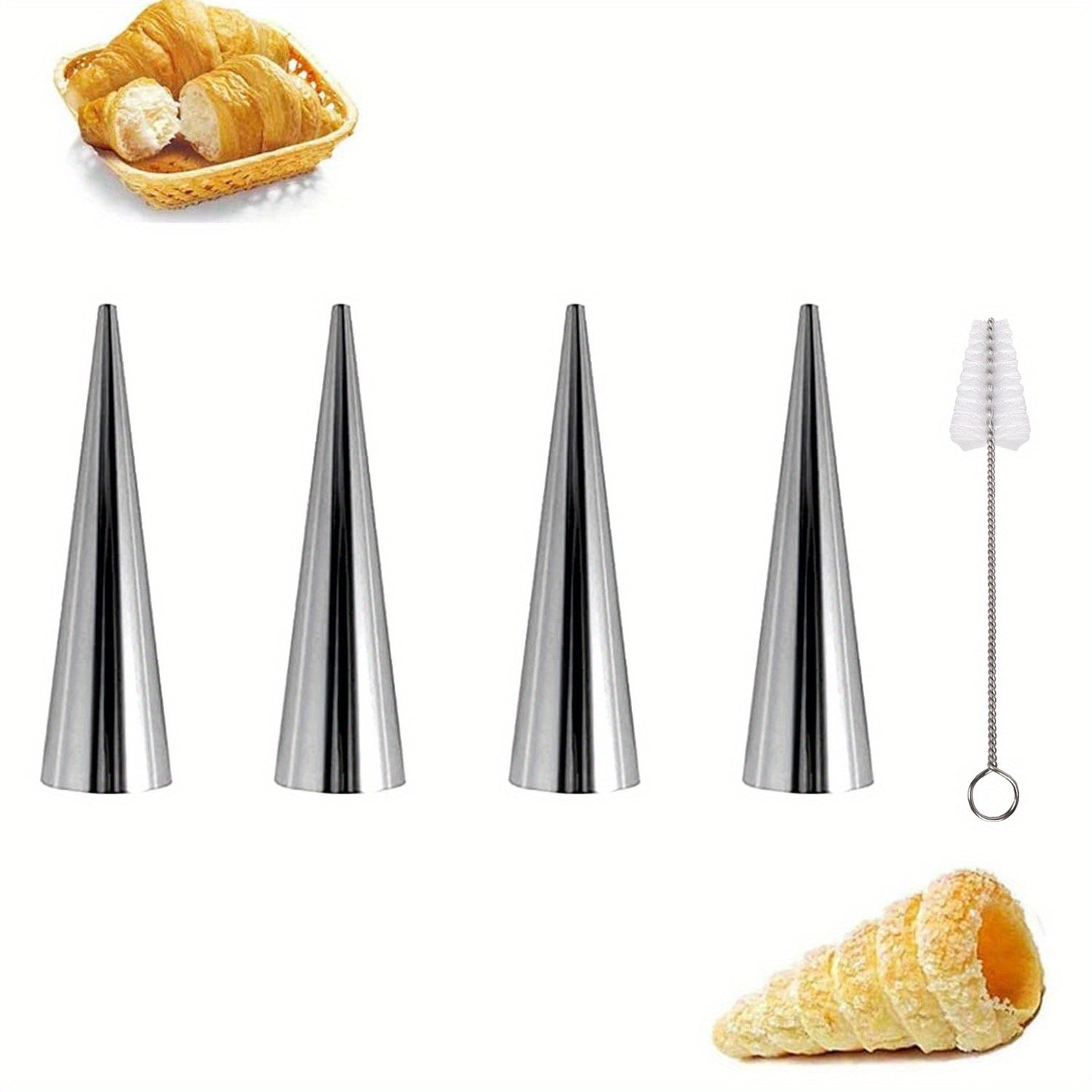 18 Pieces Stainless Steel Conical Danish Spiral Tubes Large Size