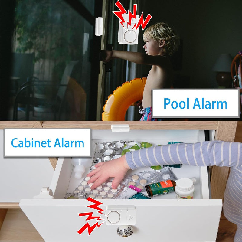 Wireless Door Window Alarm System with 95dB Loud Siren for Home Security and Pool Safety