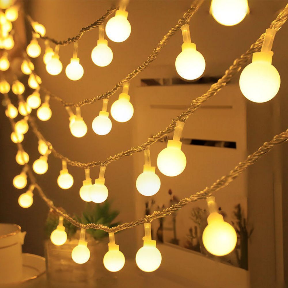Battery Operated Indoor Sphere String Lights for Party Wedding Holiday Decor Warm White