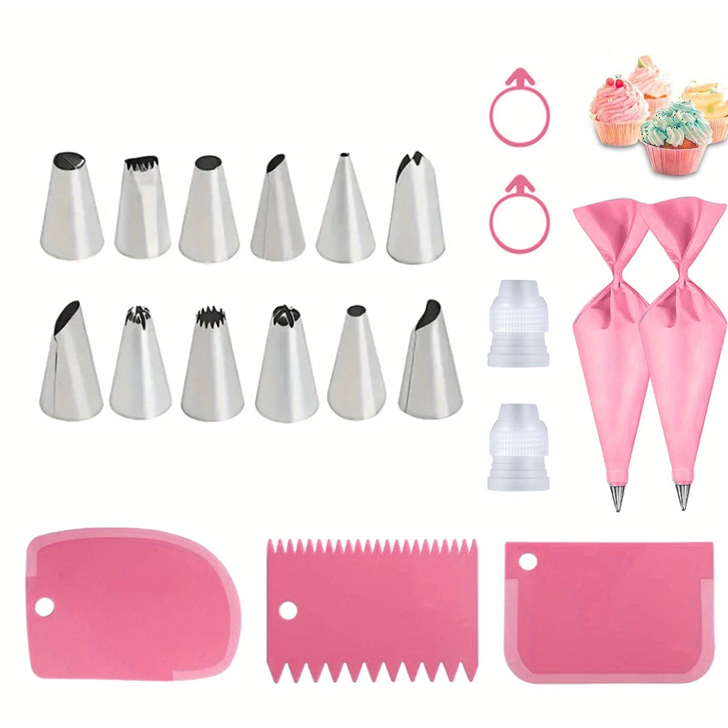 57-Piece Cake Decorating Tool Kit with Piping Bags Nozzles and Accessories for Baking and DIY Cake Decorating