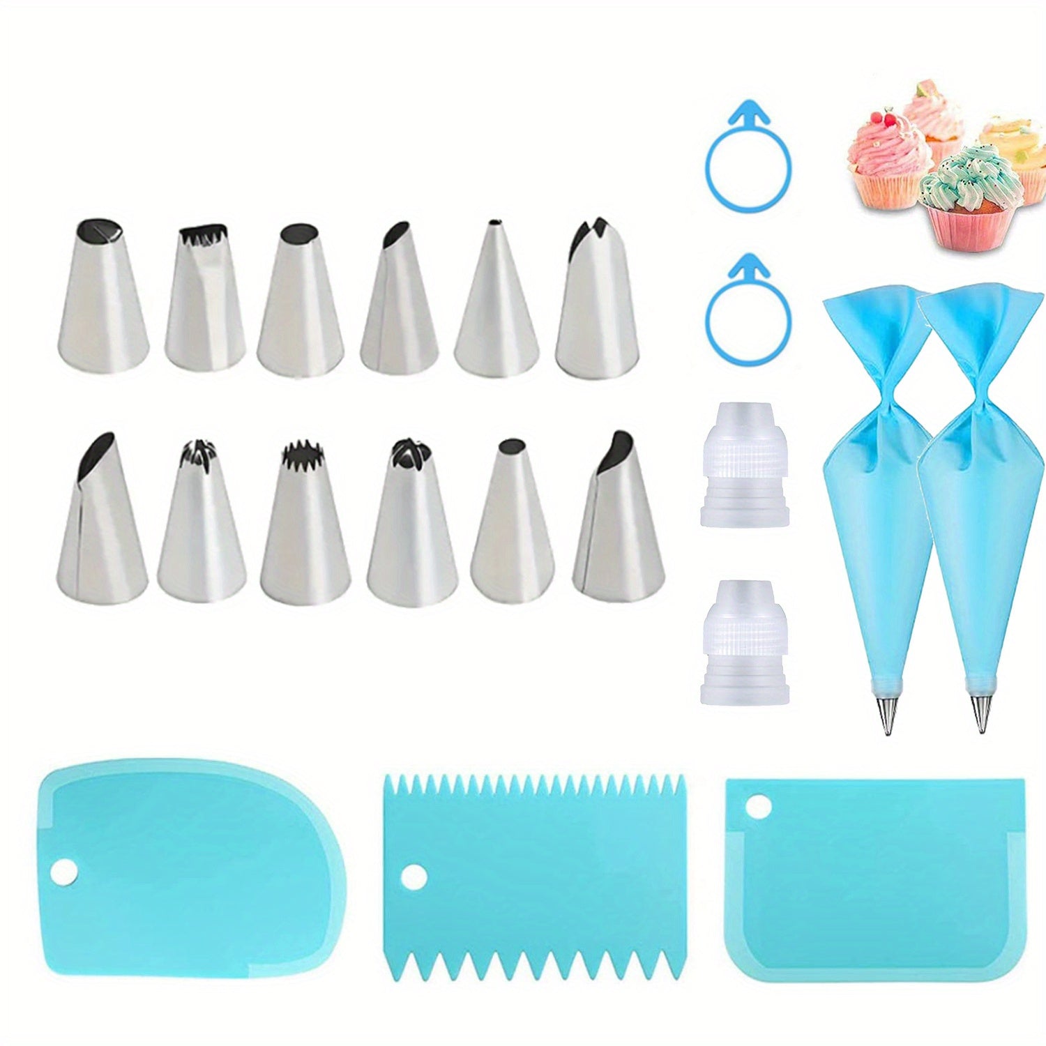 57-Piece Cake Decorating Tool Kit with Piping Bags Nozzles and Accessories for Baking and DIY Cake Decorating