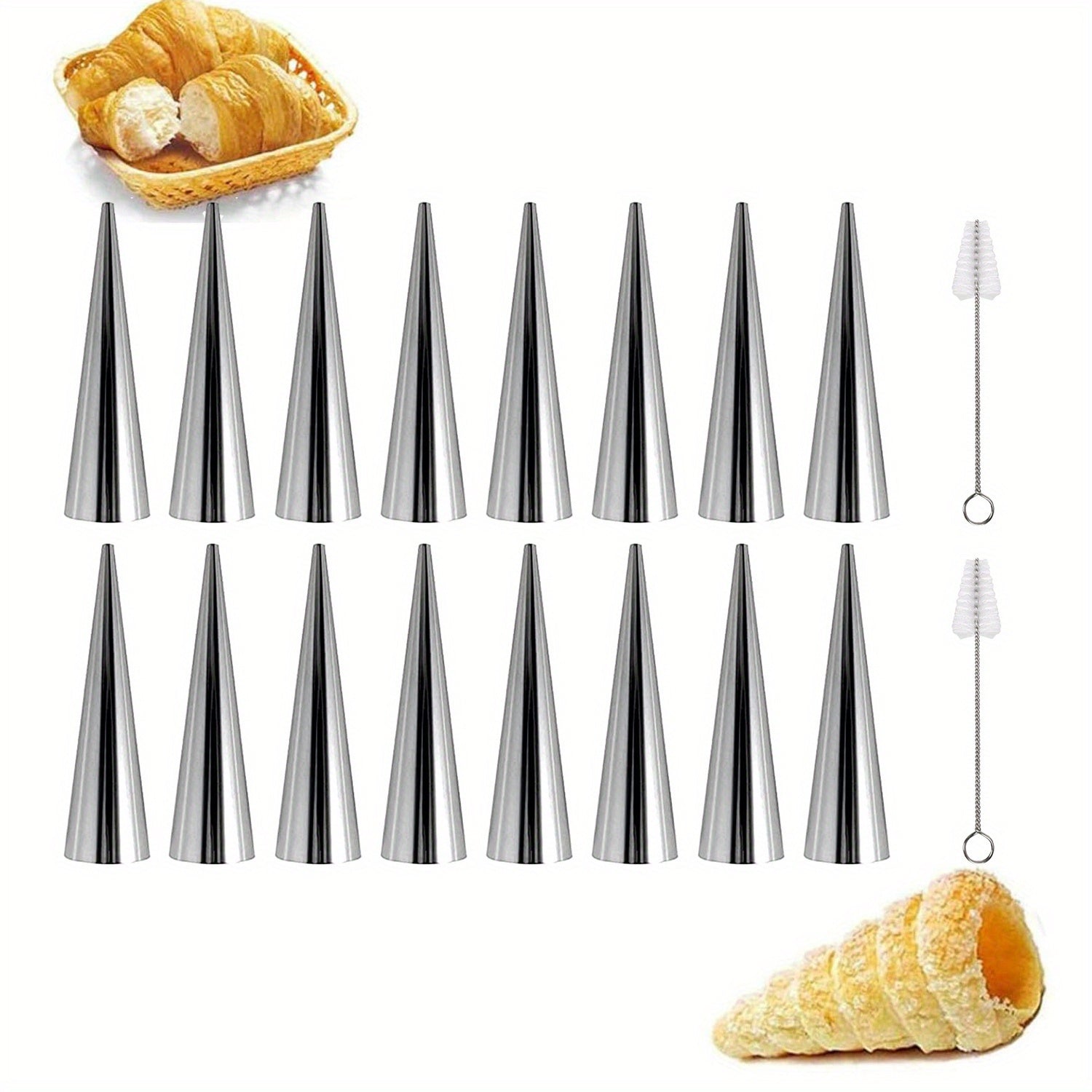 Set of 5/9/14/18 Large Stainless Steel Danish Conical Spiral Tubes