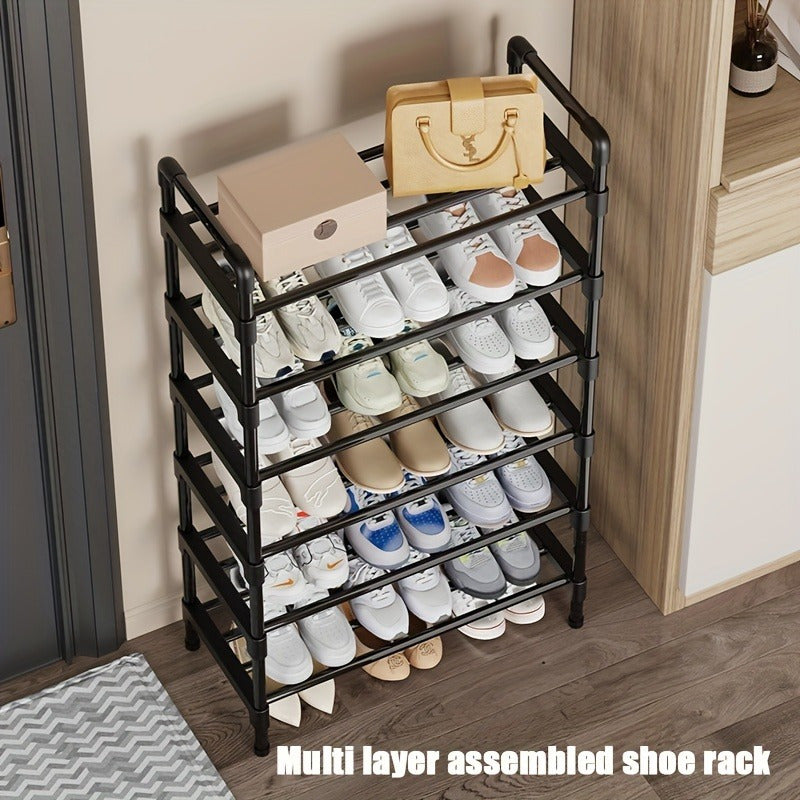 Black Metal Multi-Layer Shoe Rack for Doorway Bedroom or Corridor Storage