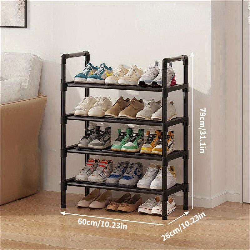 Qora metallli ko‘p qatlamli poyabzal javoni eshik, yotoqxona yoki koridor uchun saqlash